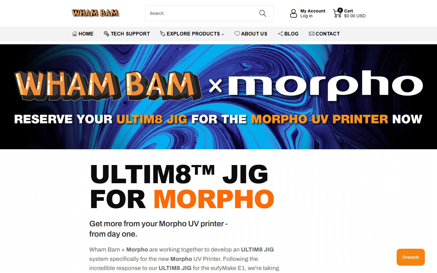 Wham Bam Systems - ULTIM8 JIG for Morpho product page, built on Shopify